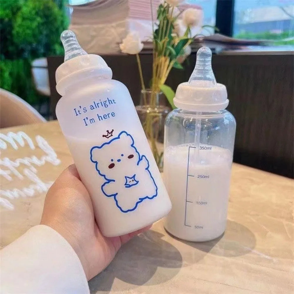 Strawberry Bear Straw Water Bottle 400ml