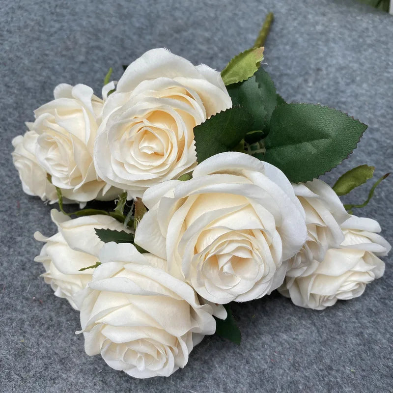 9-Head Artificial Rose Bouquet