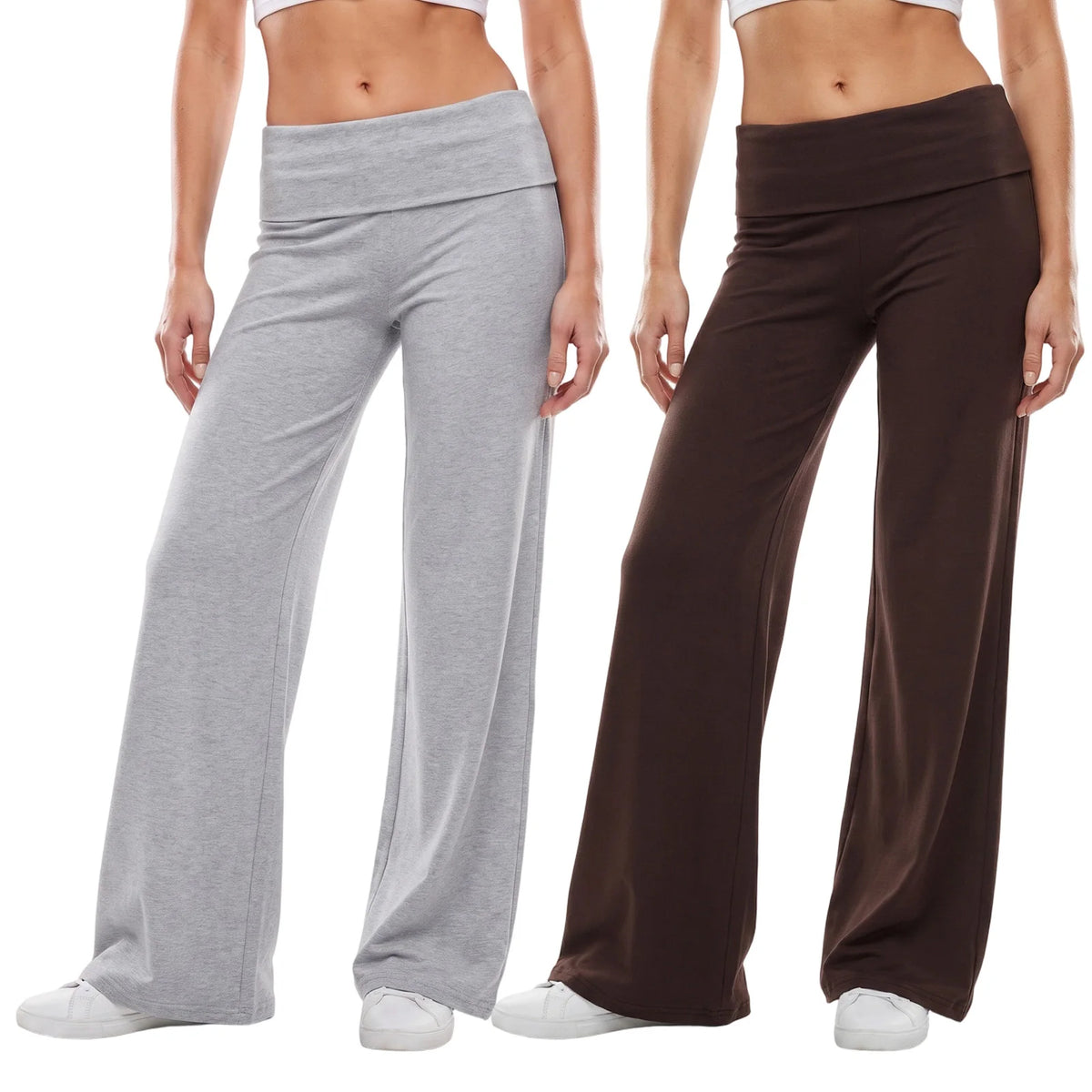 Fold-Over Waist Wide-Leg Trousers