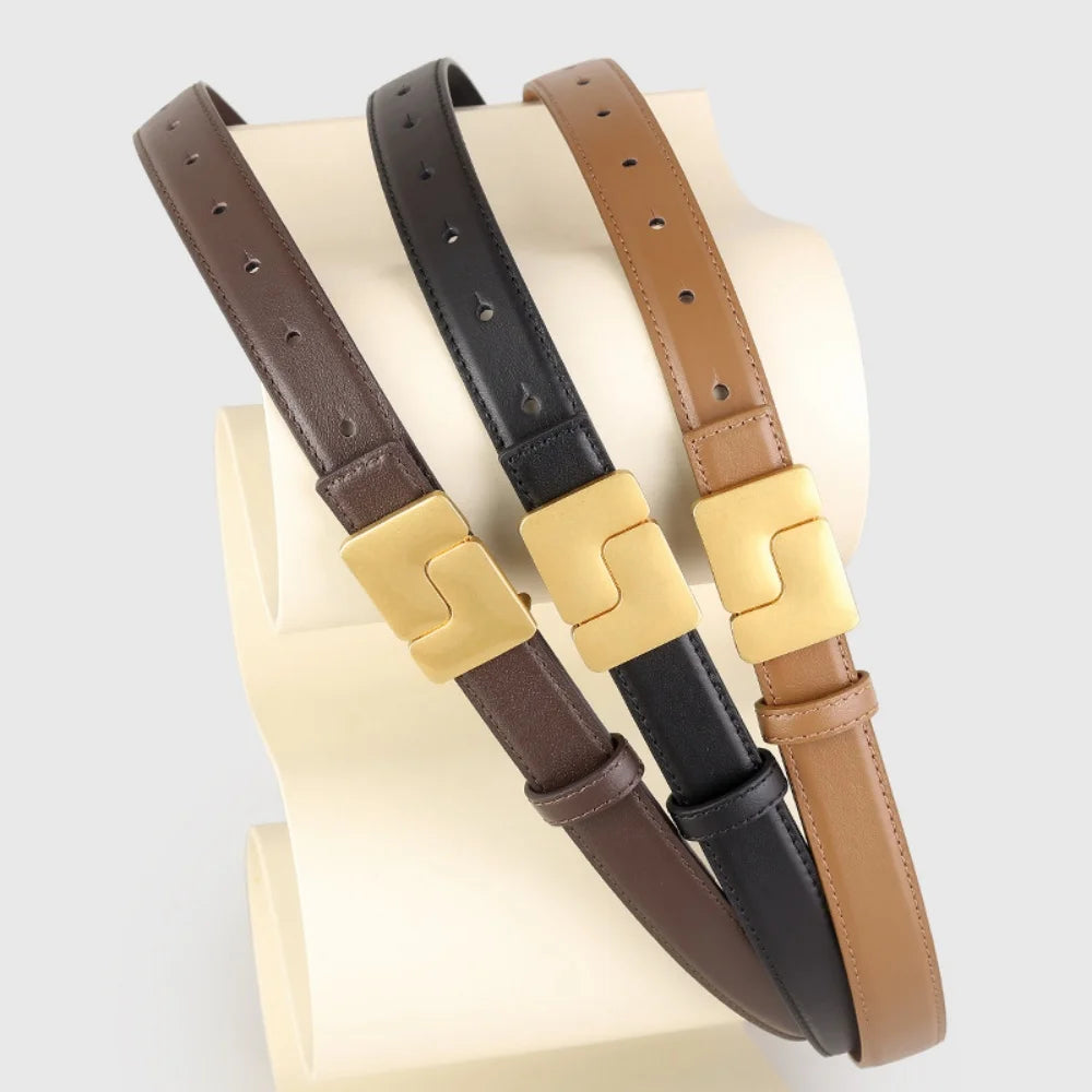 Women's Narrow Leather Waist Belt