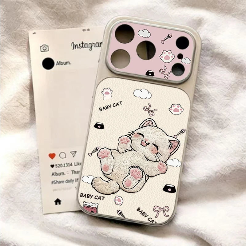 Embroidered Cat iPhone Case