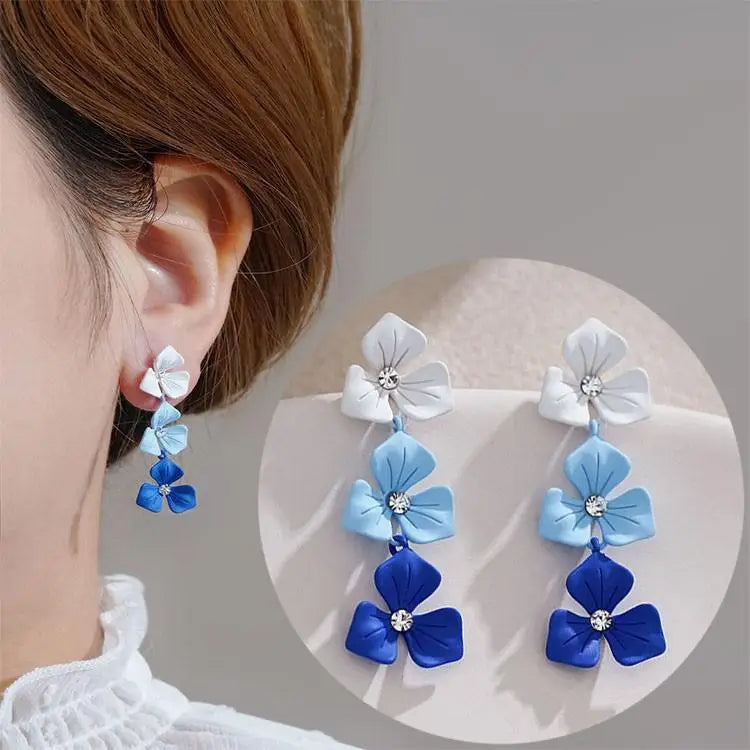 Colorful Enamel Big Flower Earrings