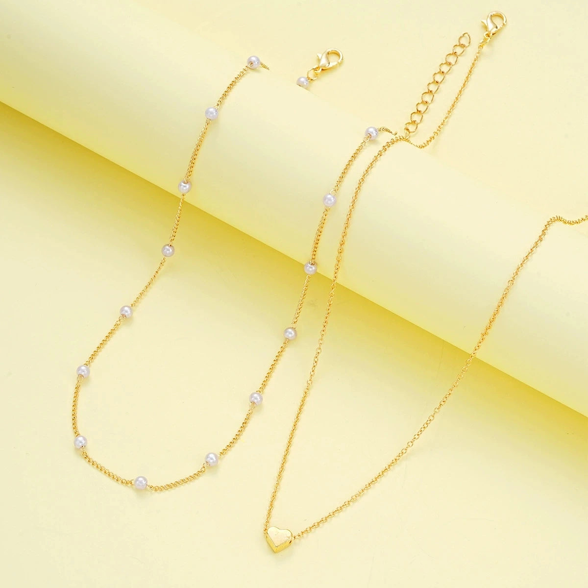 Pearl Heart Necklace & Bracelet Set