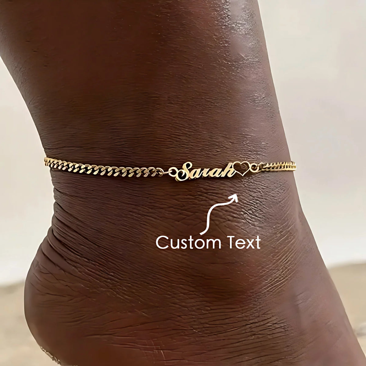 Personalized Name Heart Cuban Anklet