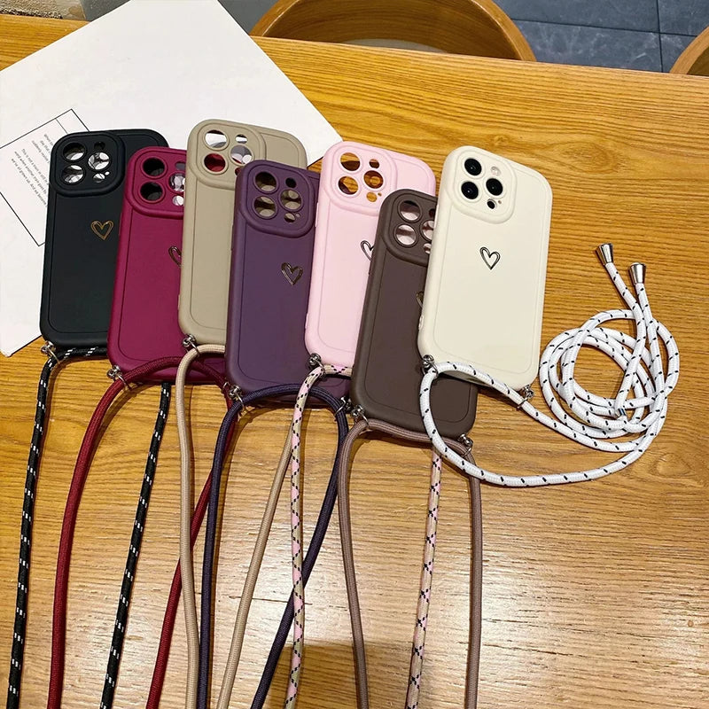 Crossbody Lanyard Heart iPhone Case