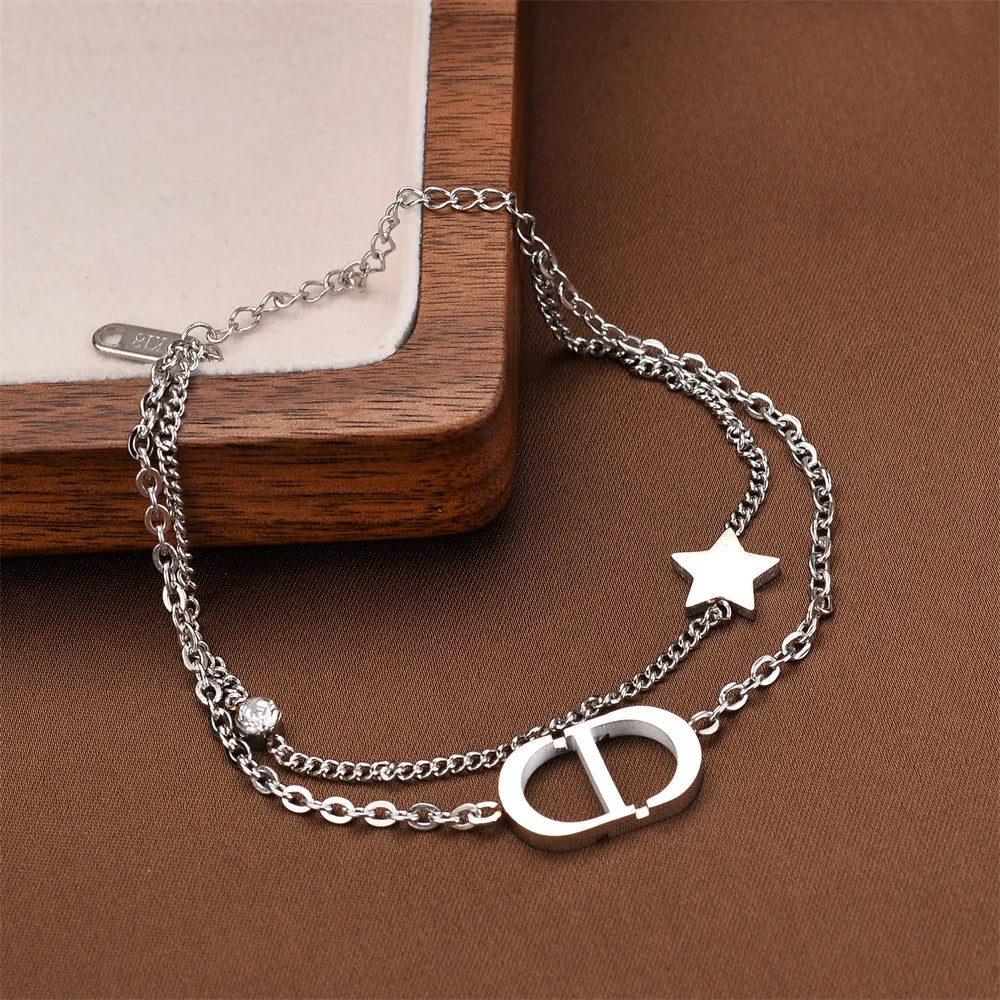 ⭐ Titanium Steel Letter Star Double Layer Bracelet