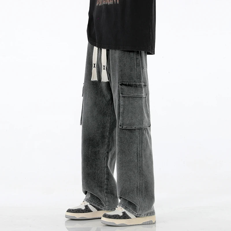 Men's Baggy Wide-Leg Cargo Jeans