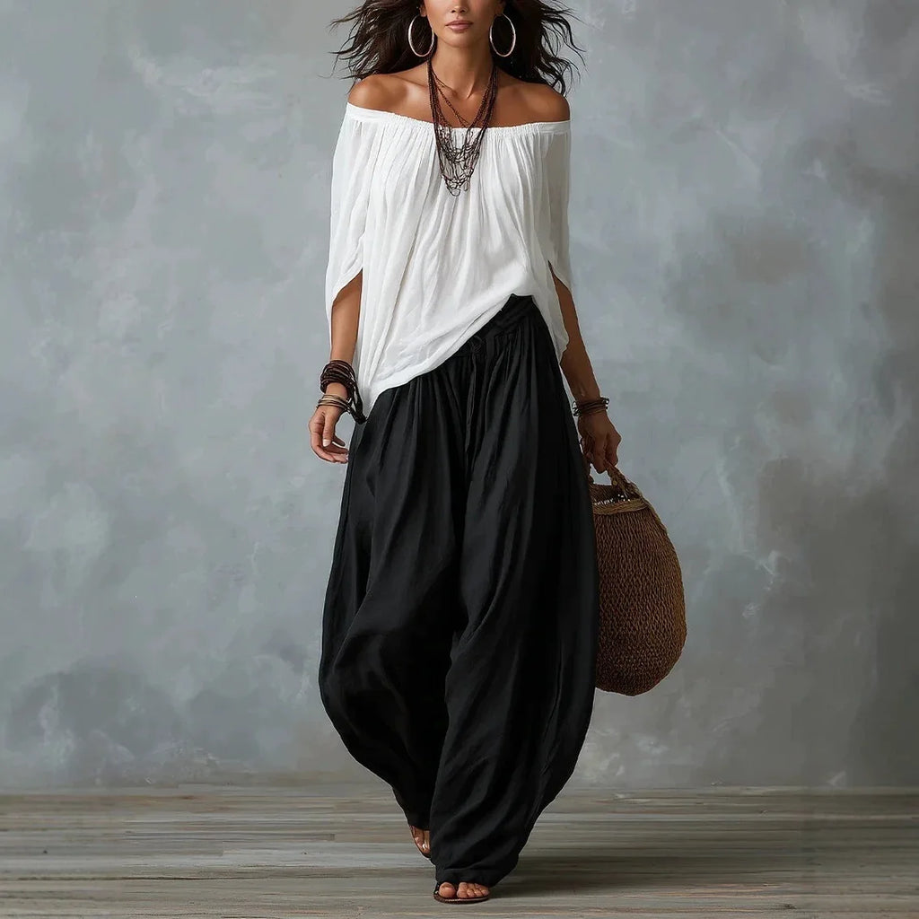 Boho Off-Shoulder Top & Pants Set