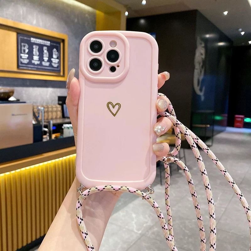Crossbody Lanyard Heart iPhone Case