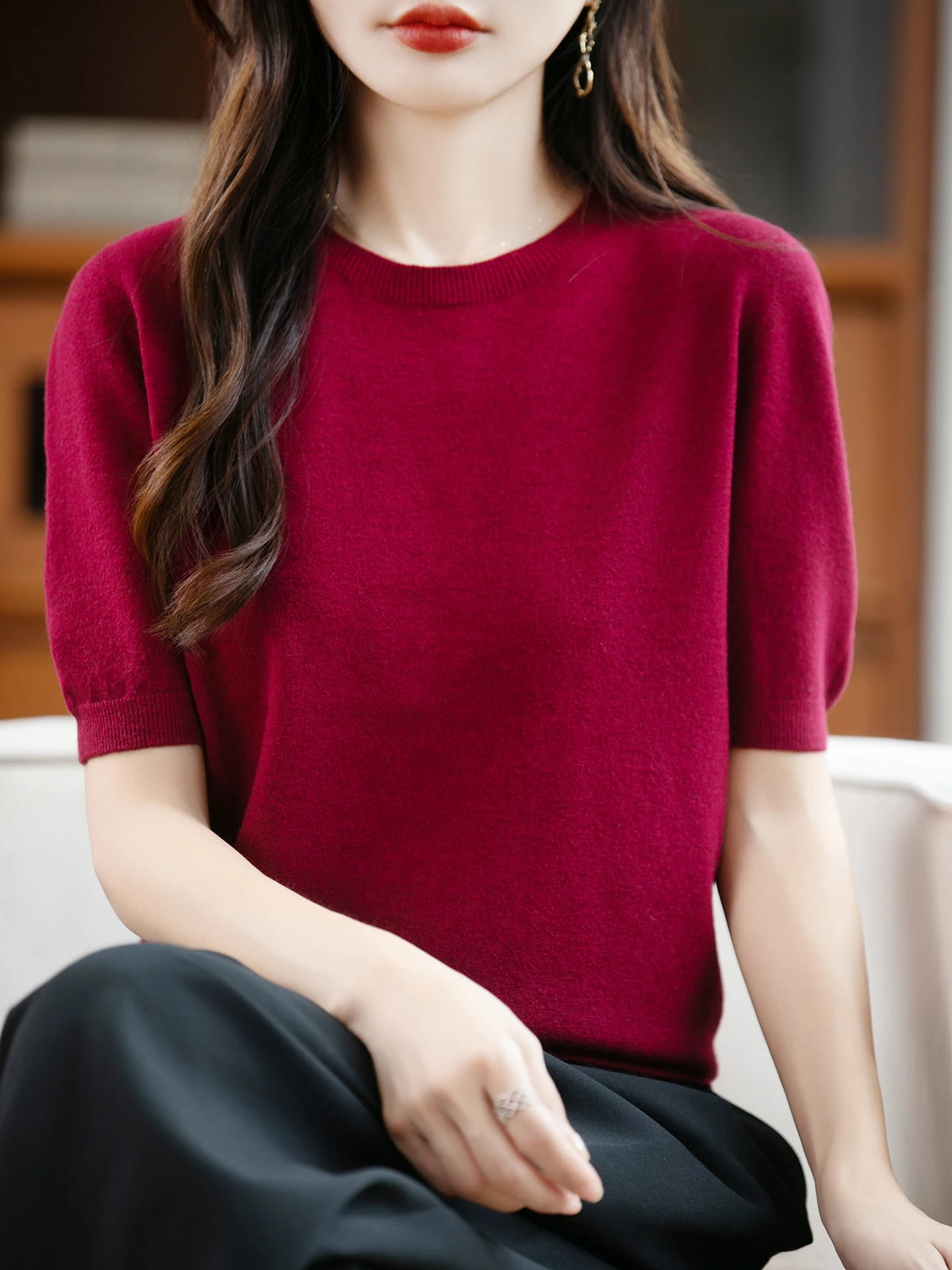 100% Merino Wool Short Sleeve Sweater