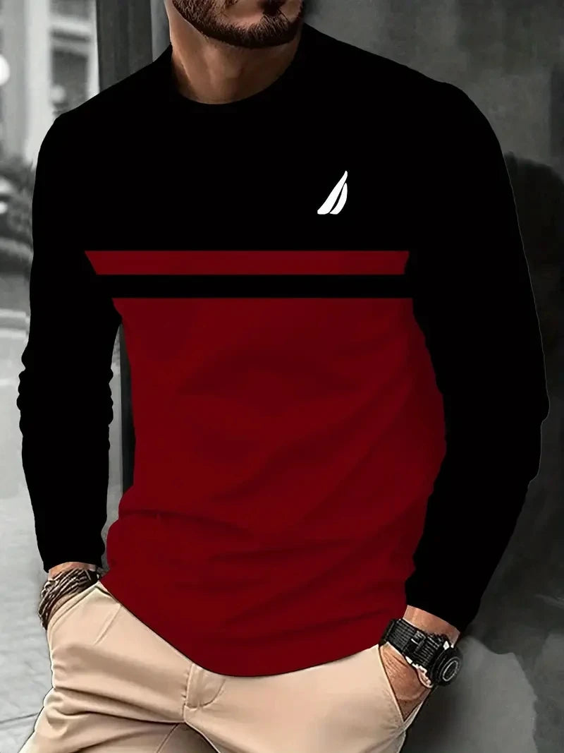 Men's Oversized Striped Long Sleeve Tee