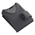 Men's Velvet-Lined V-Neck Long Sleeve Top