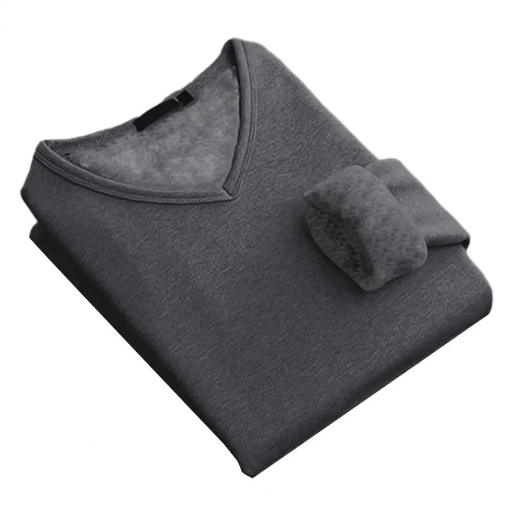 Men's Velvet-Lined V-Neck Long Sleeve Top