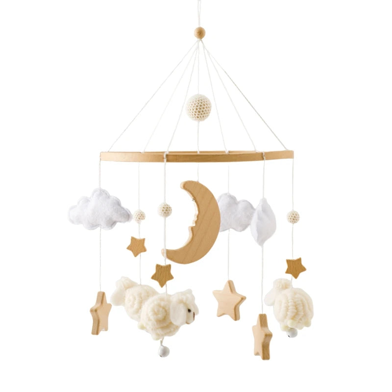 ⭐ Wooden Crochet Stars Baby Crib Mobile