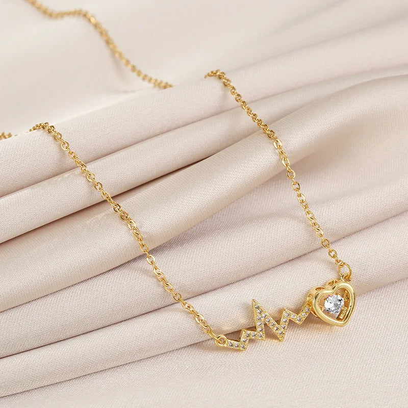 ⚡ Heart Electrocardiogram Pendant Necklace