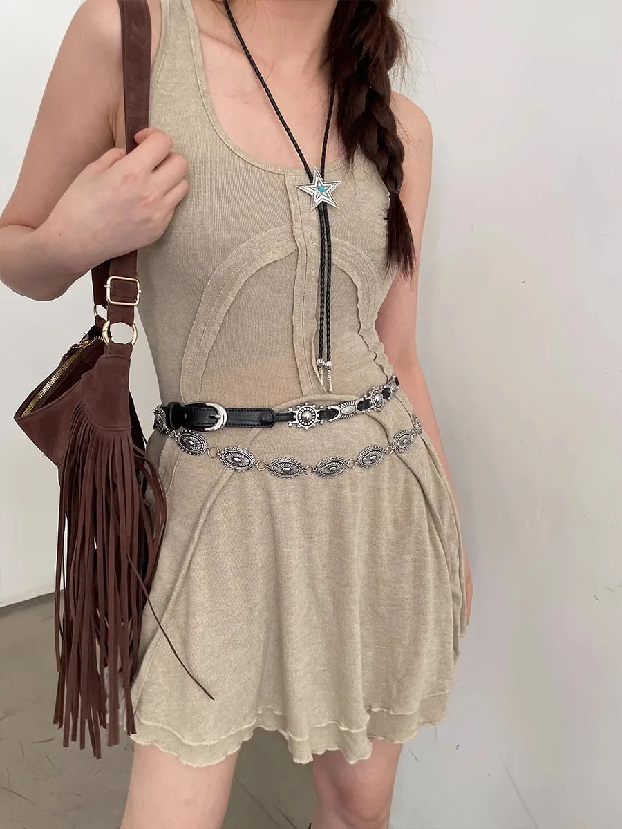 Vintage Denim Waist Chain Belt