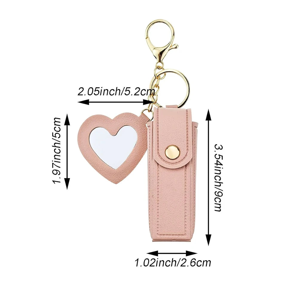 Lipstick Holder Keychain with Mirror