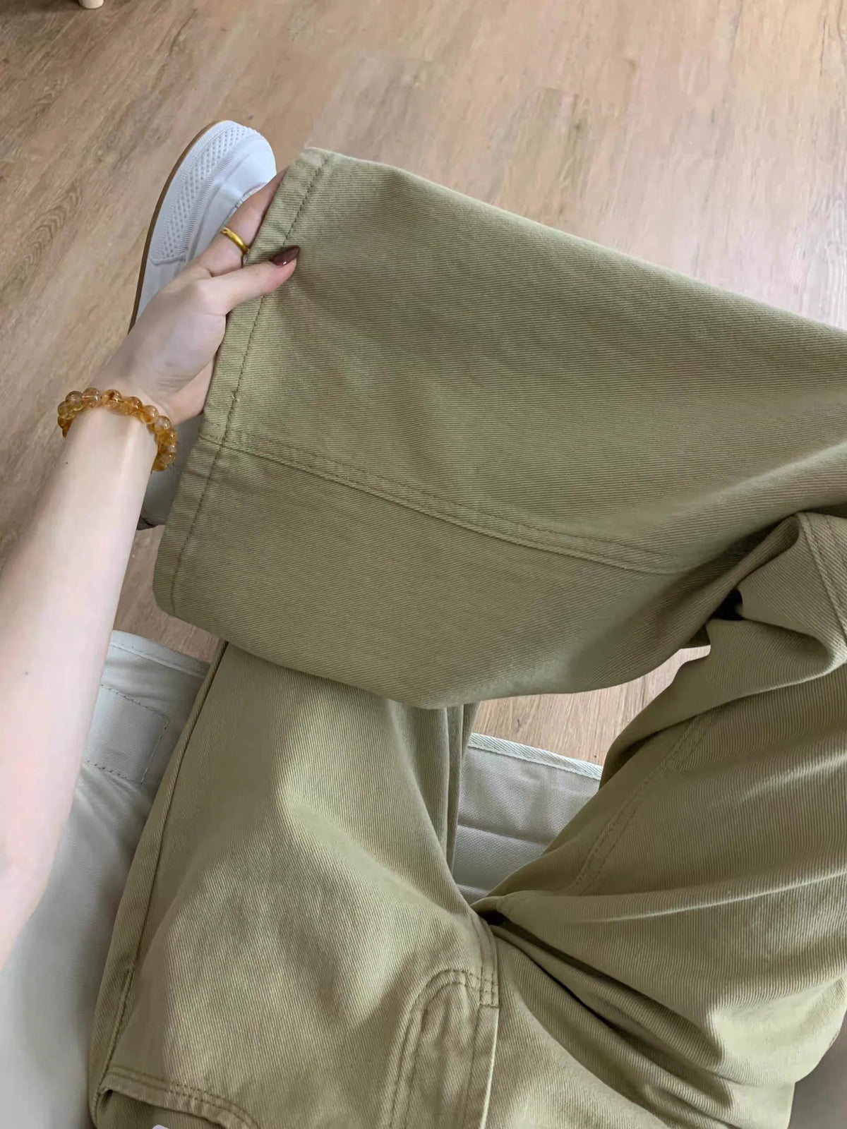 Petite Khaki Slightly Flared Jeans