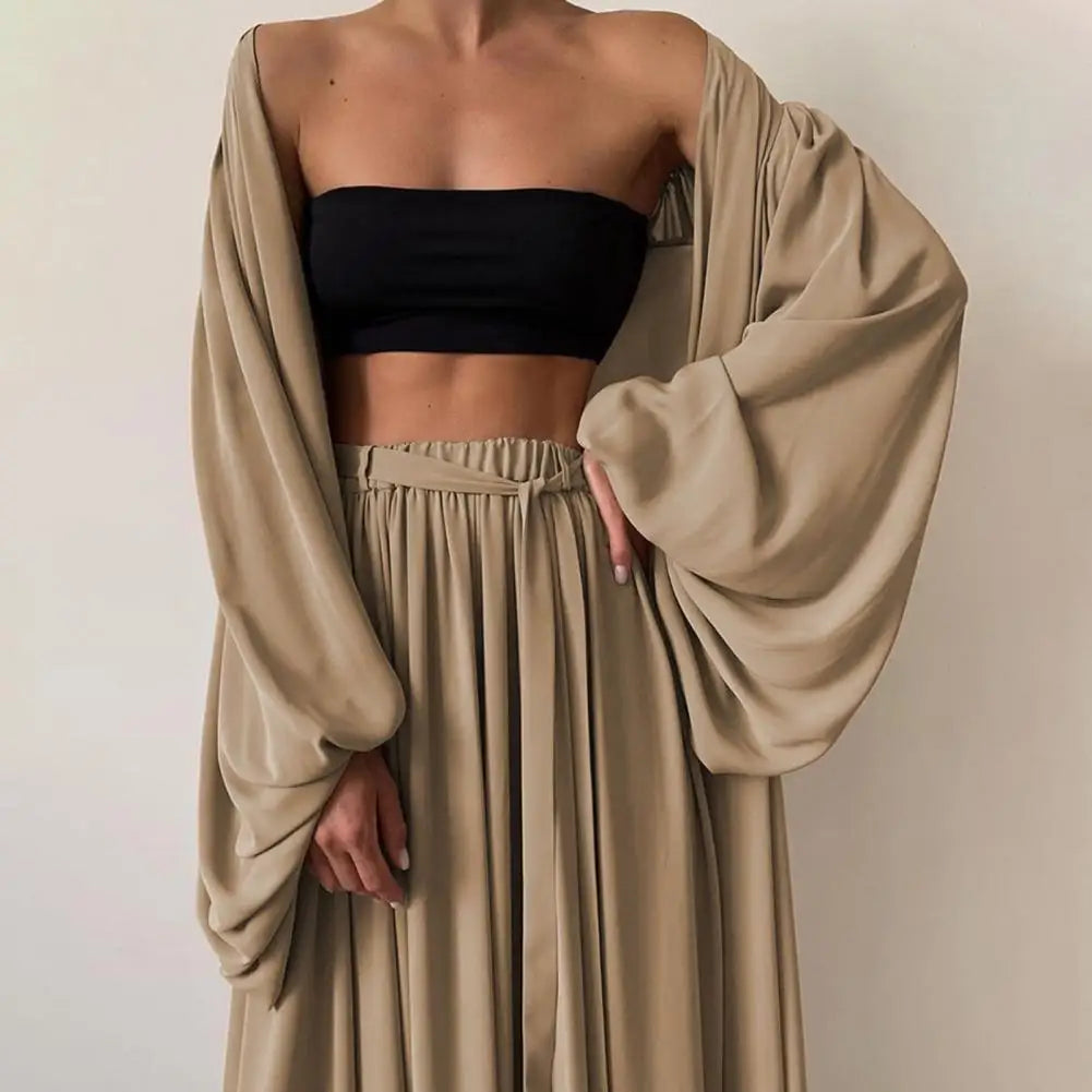 3-Piece Cardigan, Tube Top & Pants Lounge Set