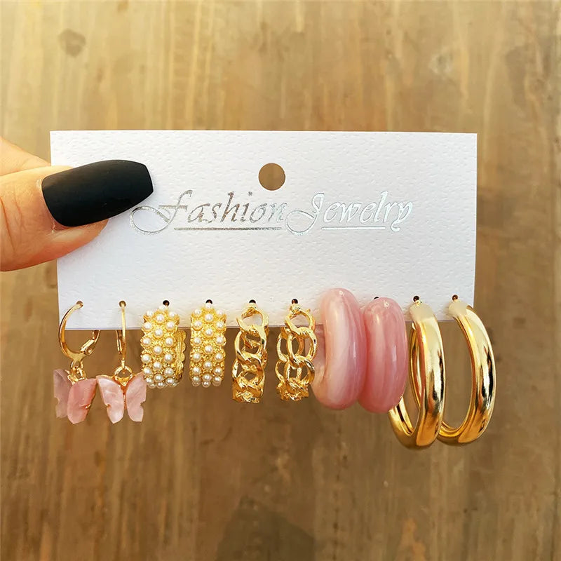 Earrings Set Butterfly Acrylic