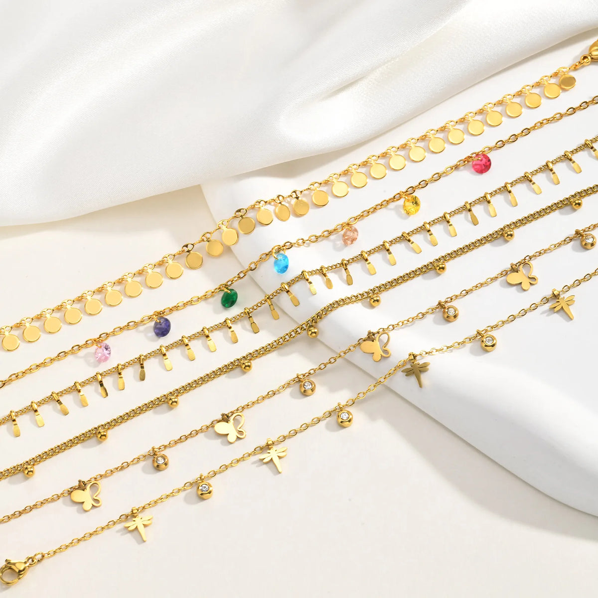 Gold Disc Tassel Anklet