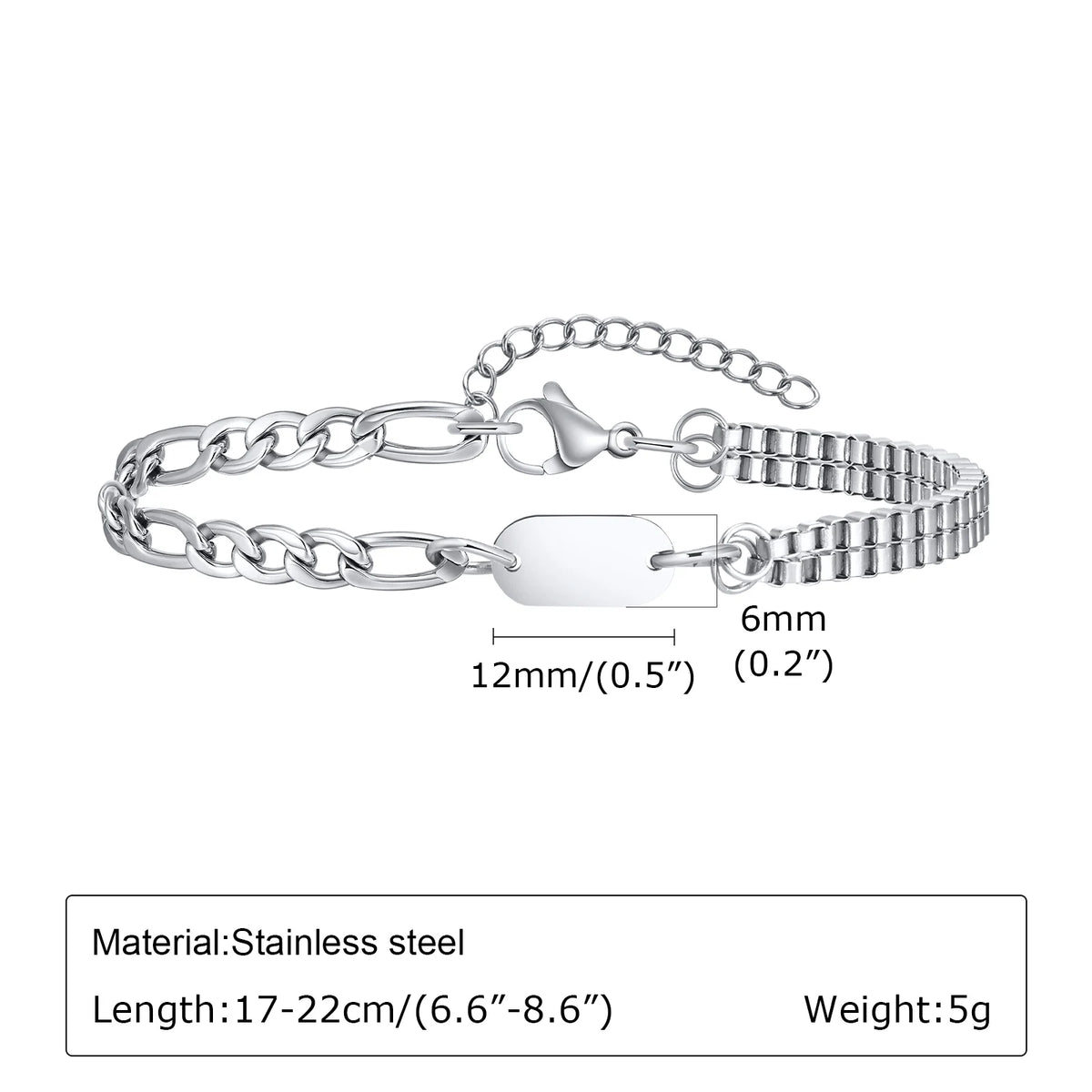 Men's Silver Stainless Steel Chain Bracelet