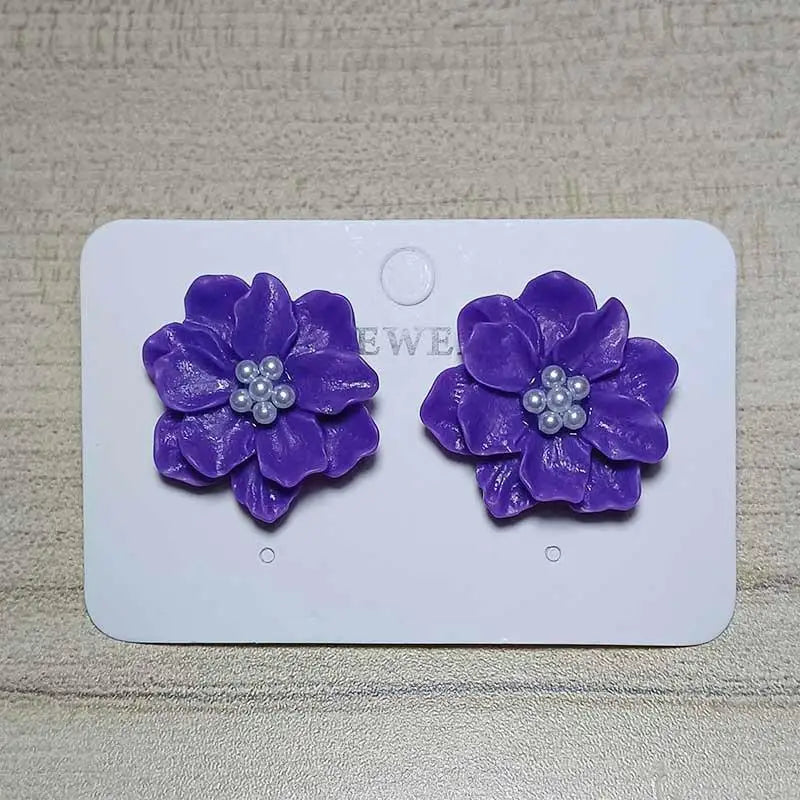 Colorful Enamel Big Flower Earrings