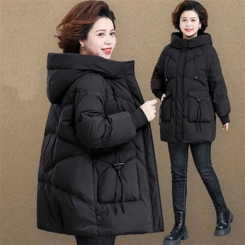 Women's Mid-Length Hooded Puffer (Plus Size)