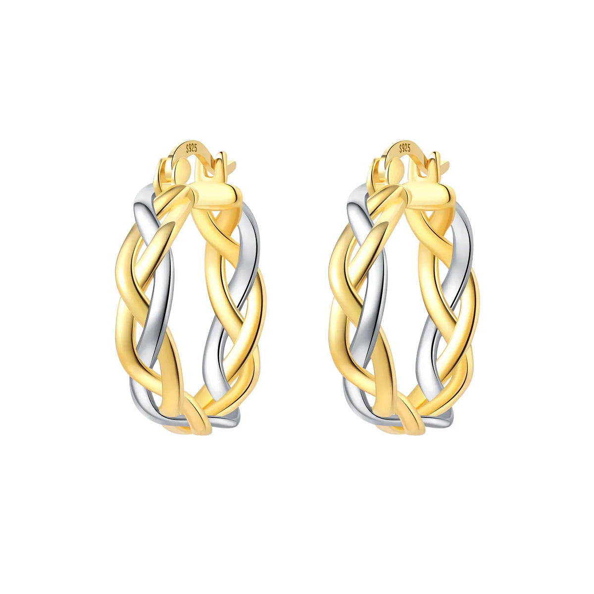 925 Silver Crossed Double Ring Earrings
