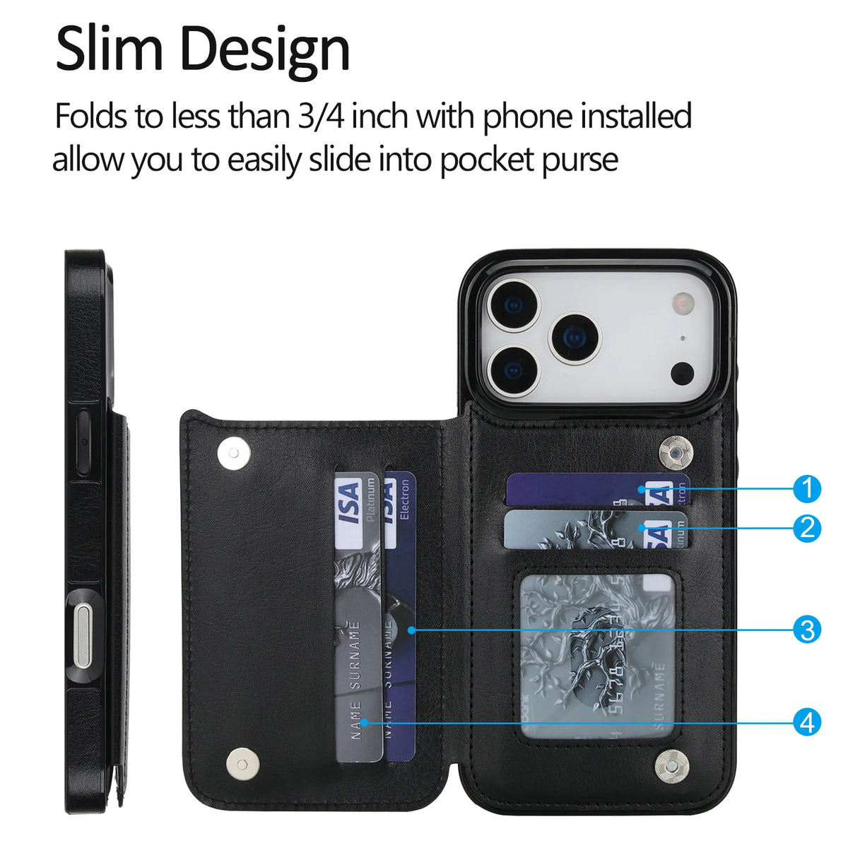 💼 Leather Wallet Flip Magnetic Case