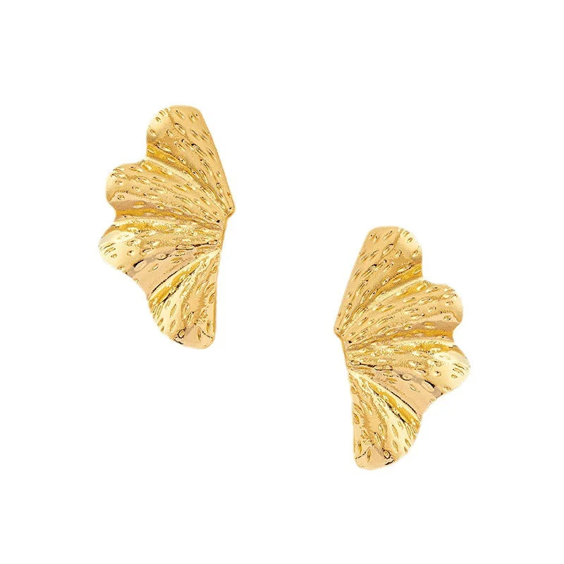 Gold Half Flower Stud Earrings