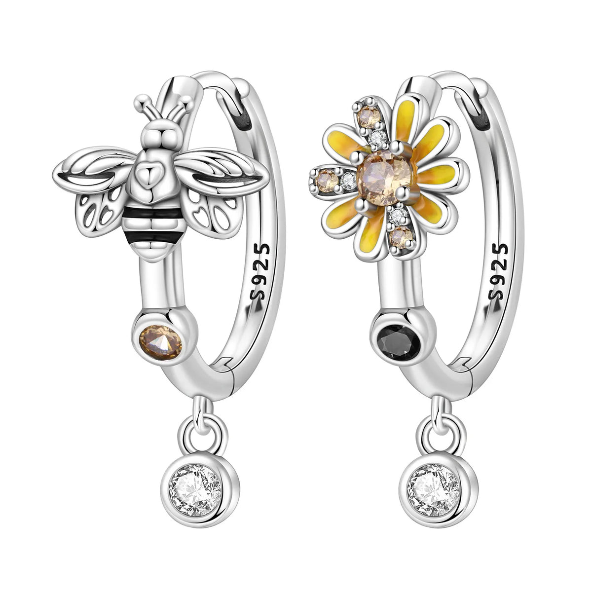 925 Silver Evil Eye Hamsa Drop Earrings