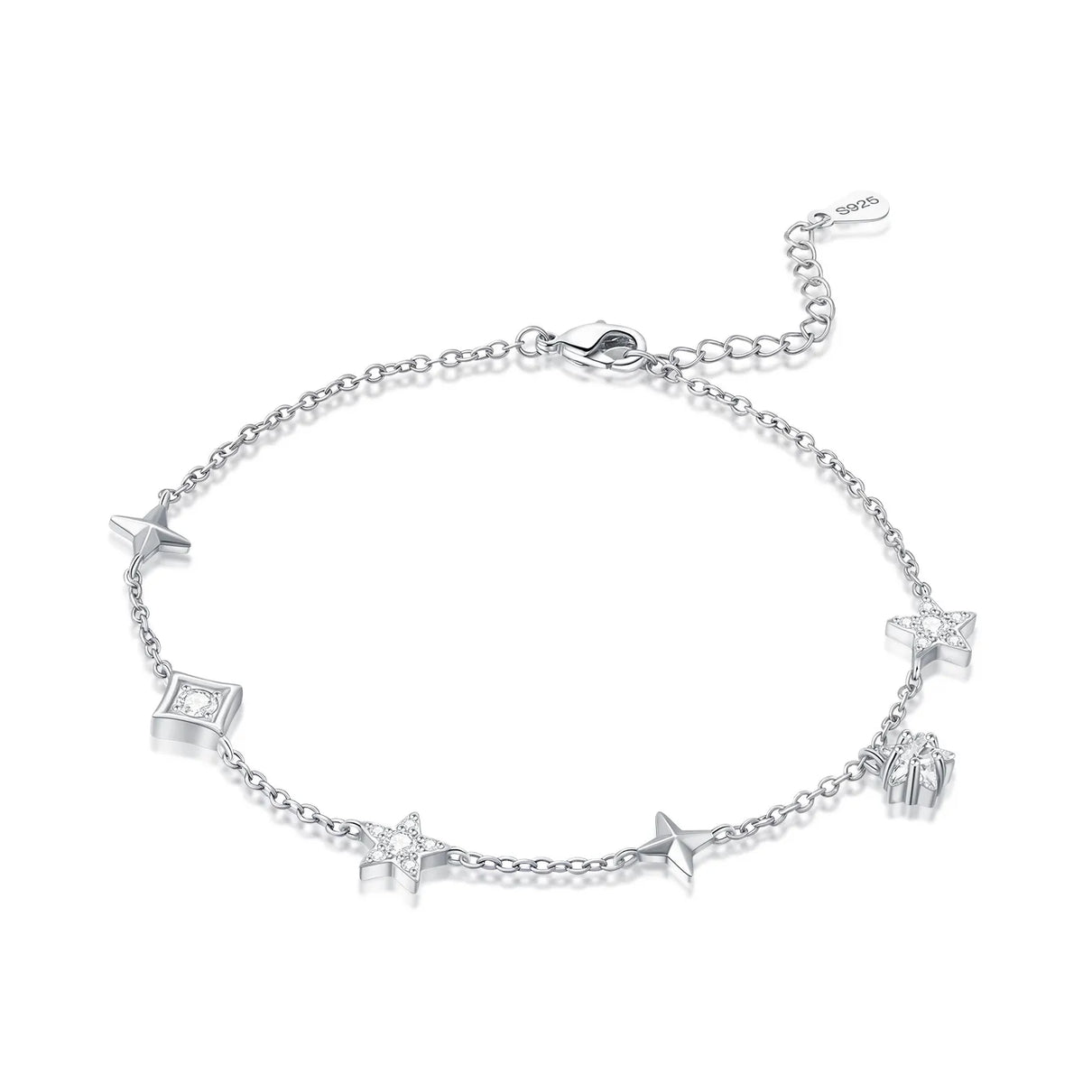 925 Silver Asymmetric Chain Anklet