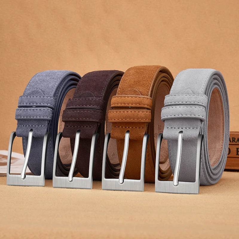 Plaid Suede Leather Pin Buckle Belt