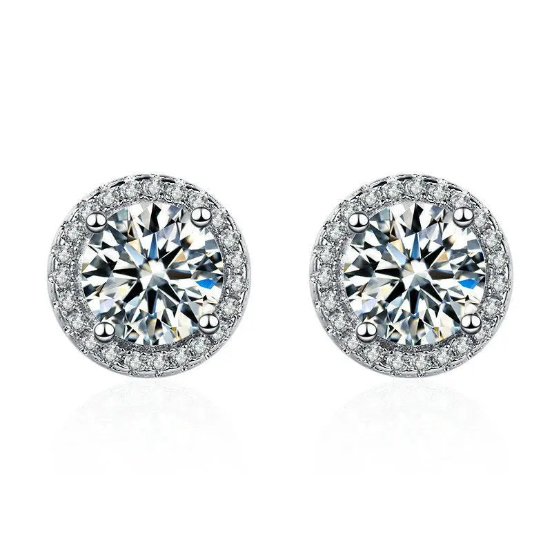925 Silver Colored Zircon Stud Earrings