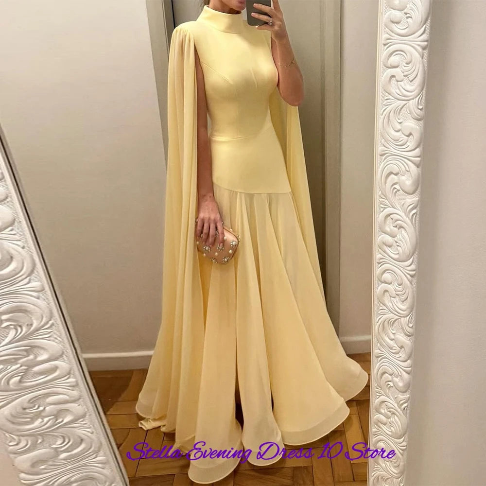 High Collar Chiffon Mermaid Gown