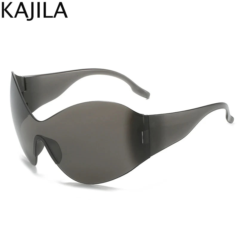Oversized Rimless Shield Sunglasses