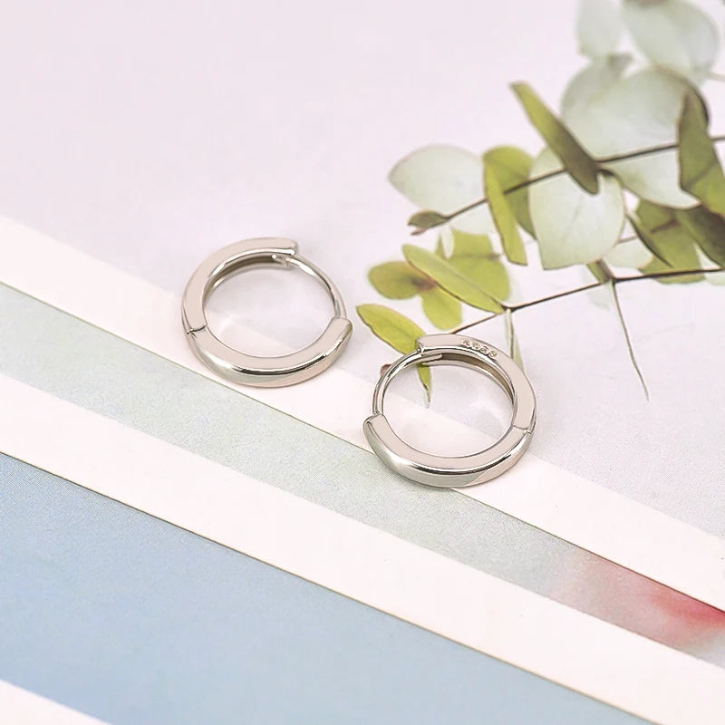 925 Silver Plain Circle Hoop Earrings