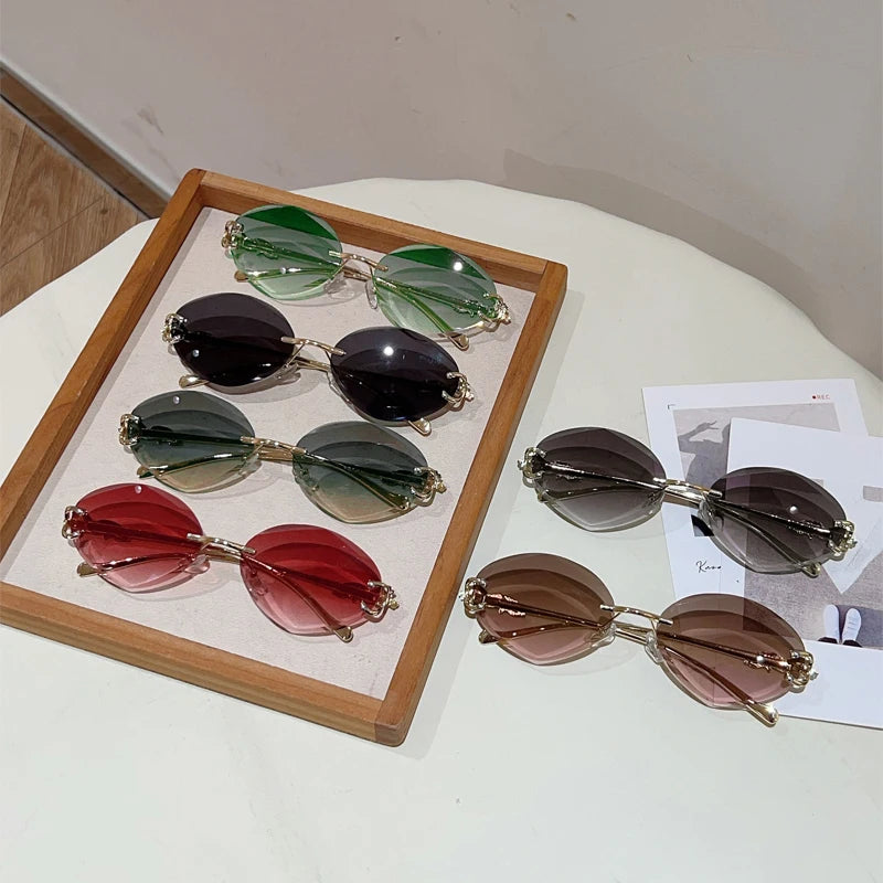 Rimless Rhombus Gradient Sunglasses