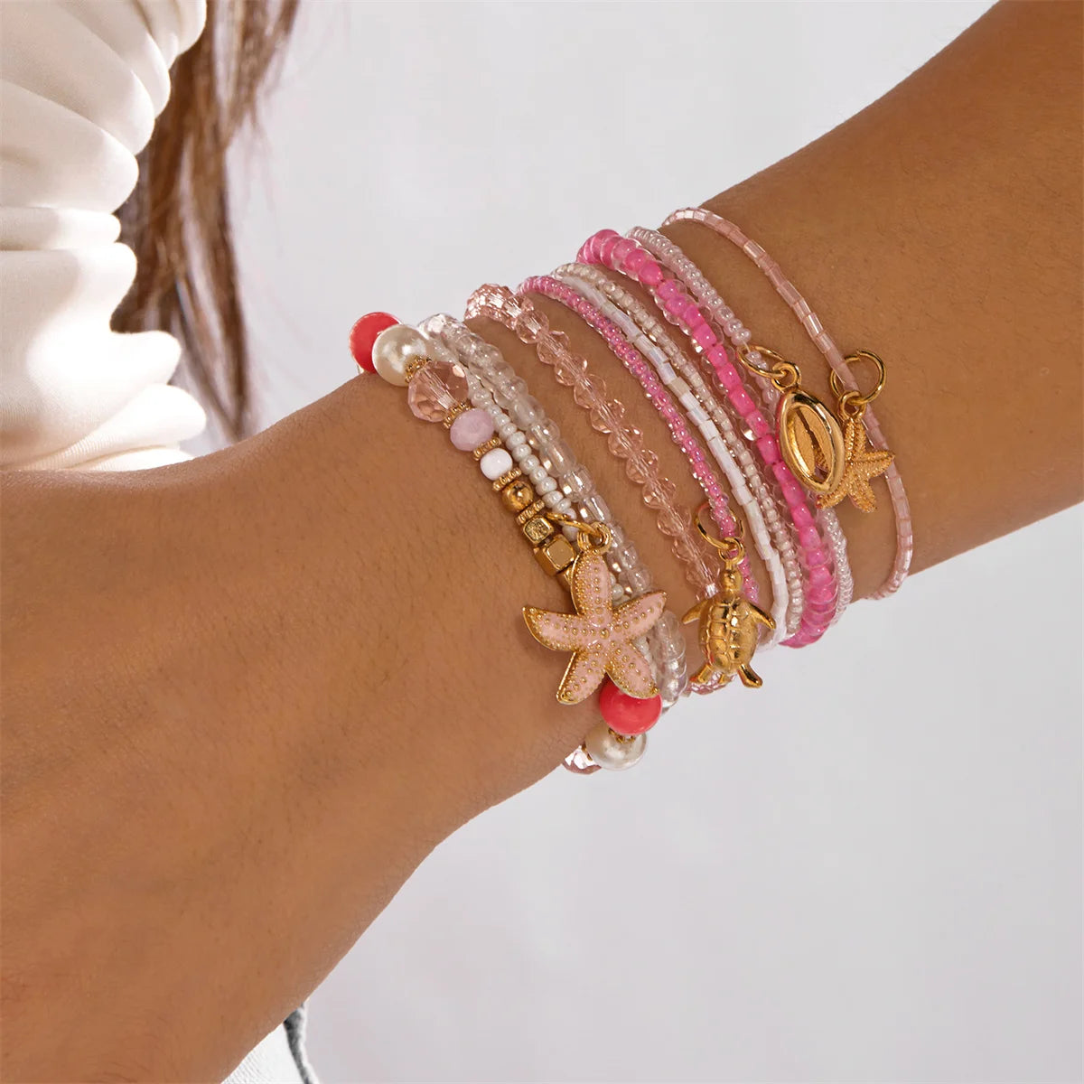 🐚 Beach Shell Starfish Bracelet Set