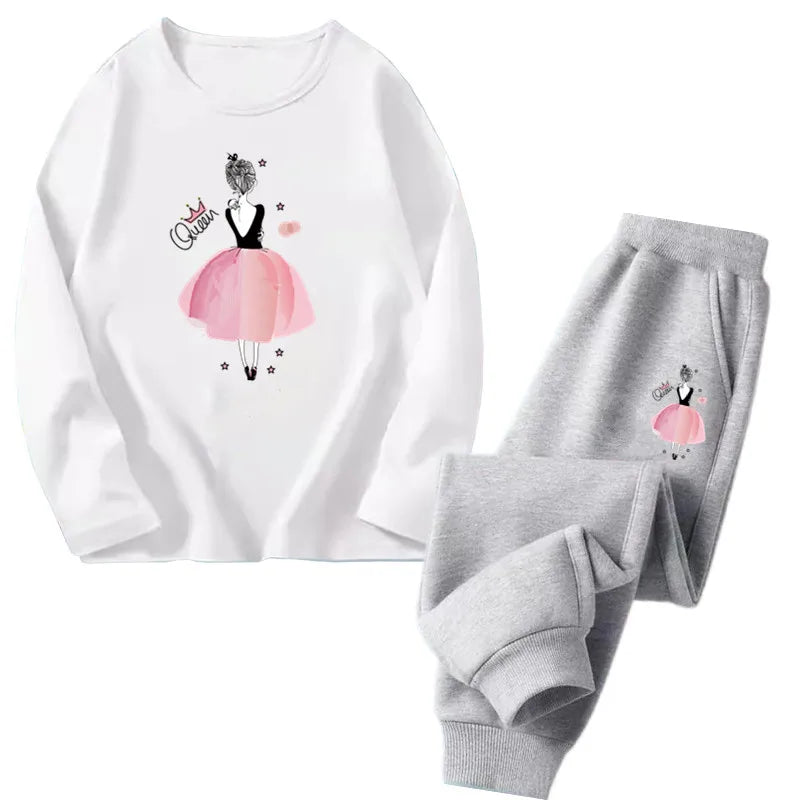 Girls Ballet Print Top & Pants Set