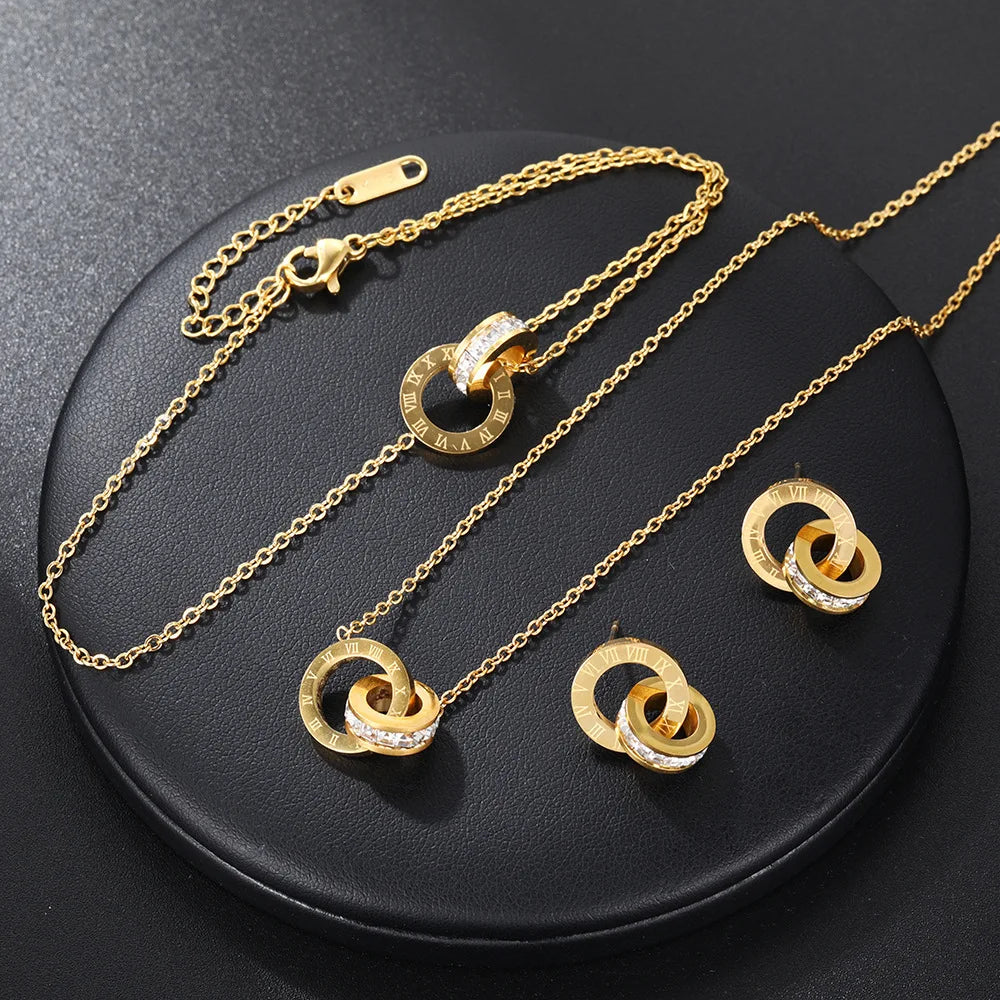 🔢 Roman Numerals Jewelry Set