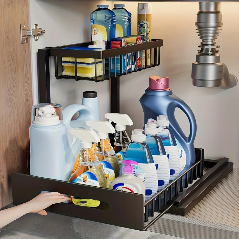 2-Tier Pull-Out Storage Shelf