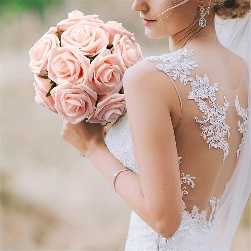 Artificial Roses with Stems – 25 Pcs