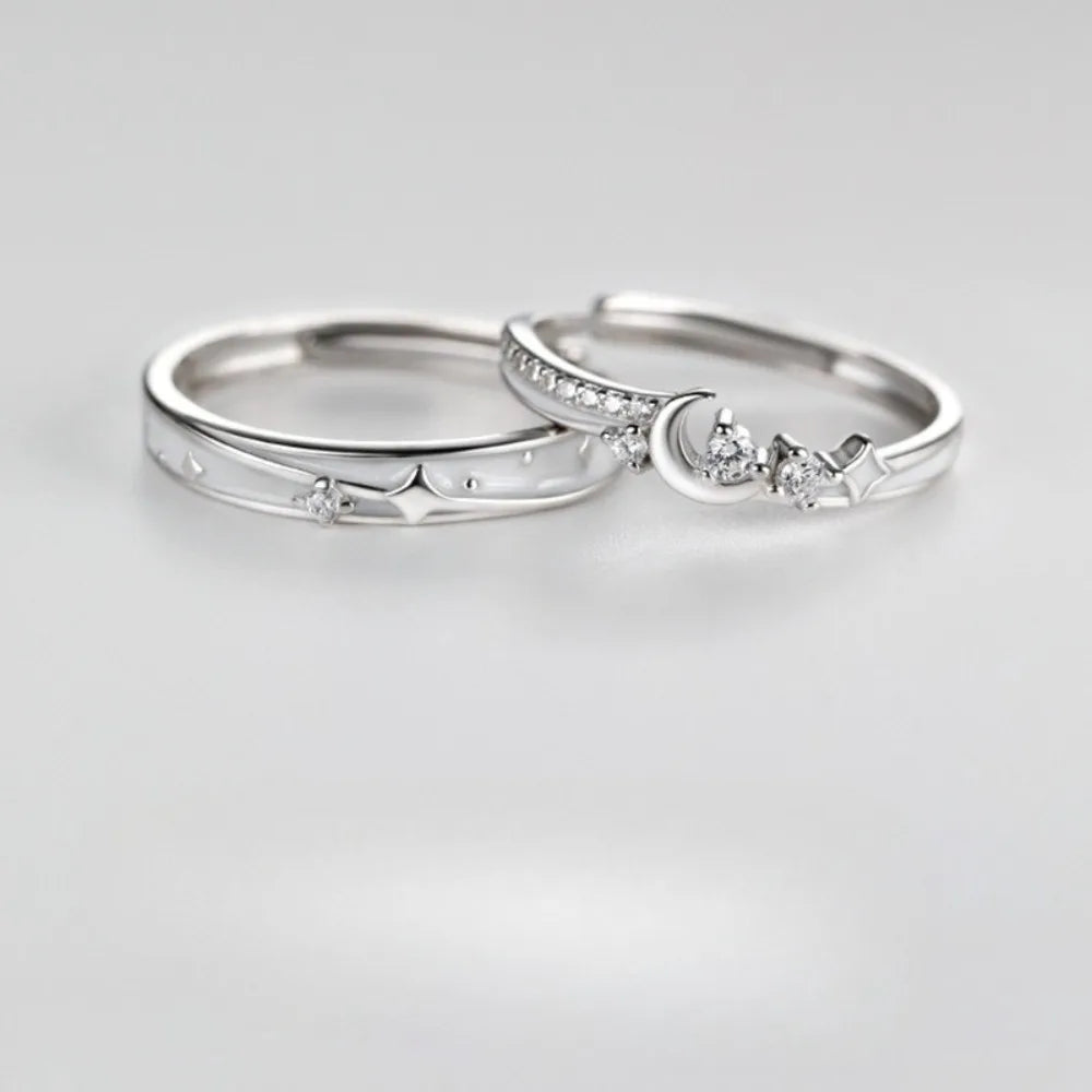 925 Silver Star & Moon Couple Rings
