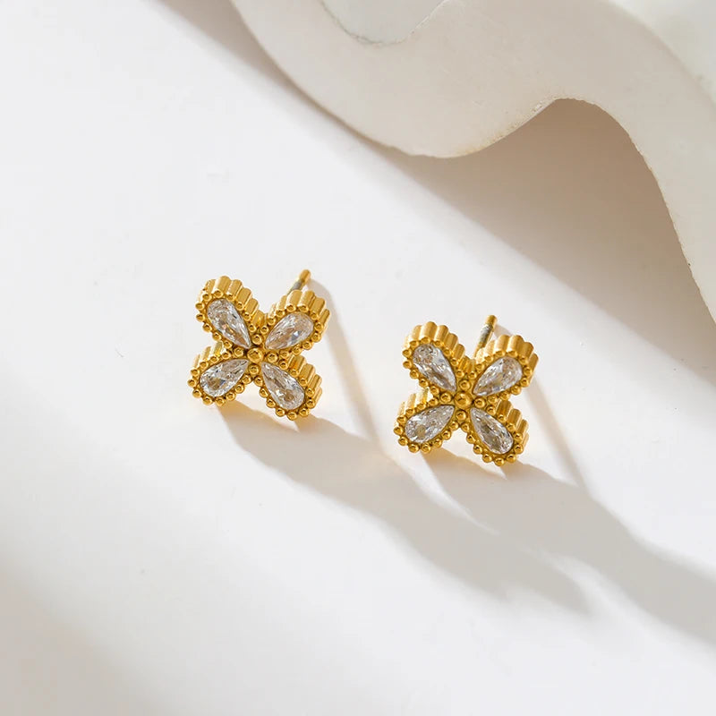 🌸 GANEMLY Flower Zircon Jewelry Set