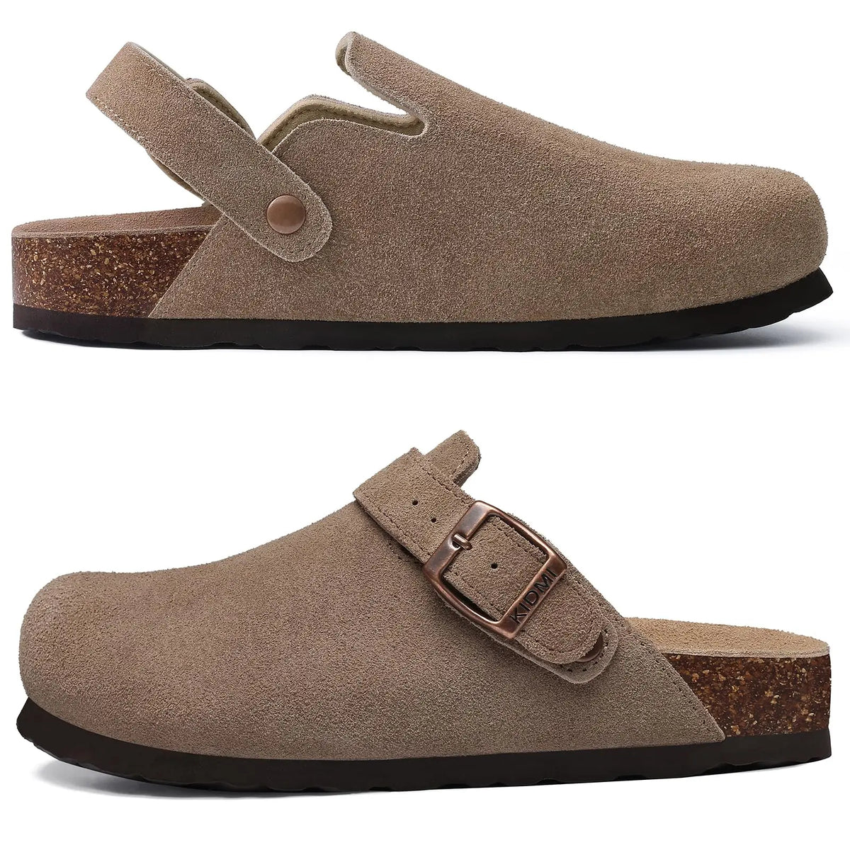 Women's Suede Buckle Clogs