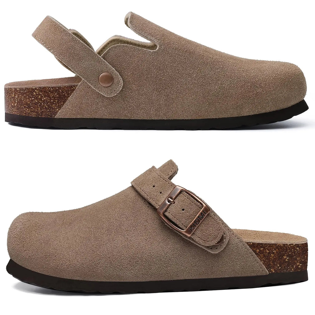 Women's Suede Buckle Clogs