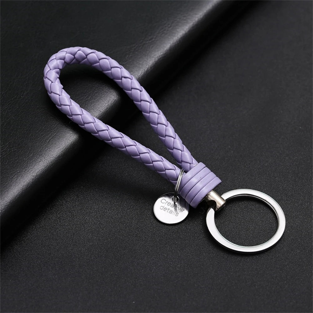 Braided Leather Rope Keychain