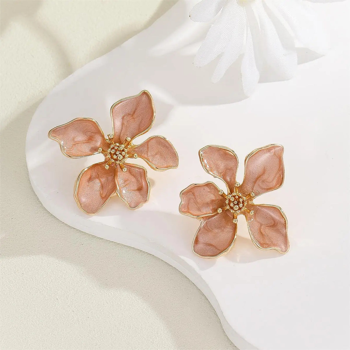 Colorful Enamel Big Flower Earrings